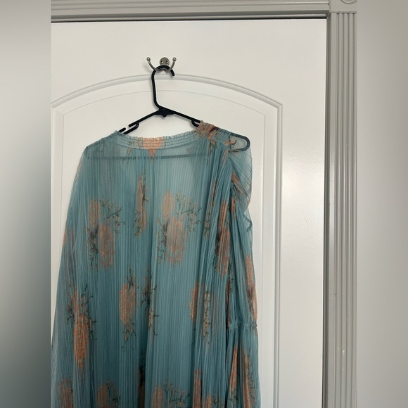 Free People Dhalia Tunic Blue and Orange Top Dress size small boho romantic - Picture 11 of 16